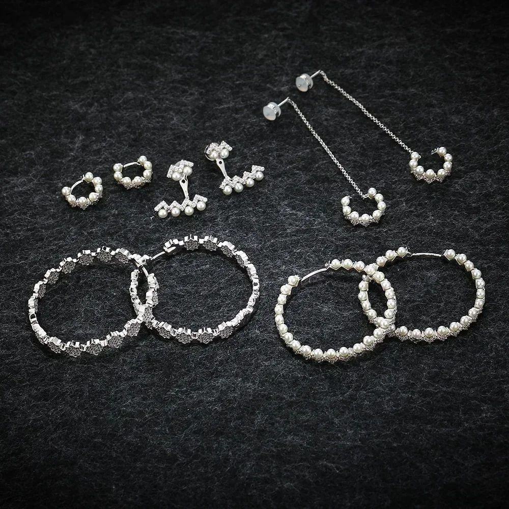 LI KI High Quality 925 Silver Bar Wave Pearl Earrings Multicolor  Jewelry Gifts For Friends Factory Direct