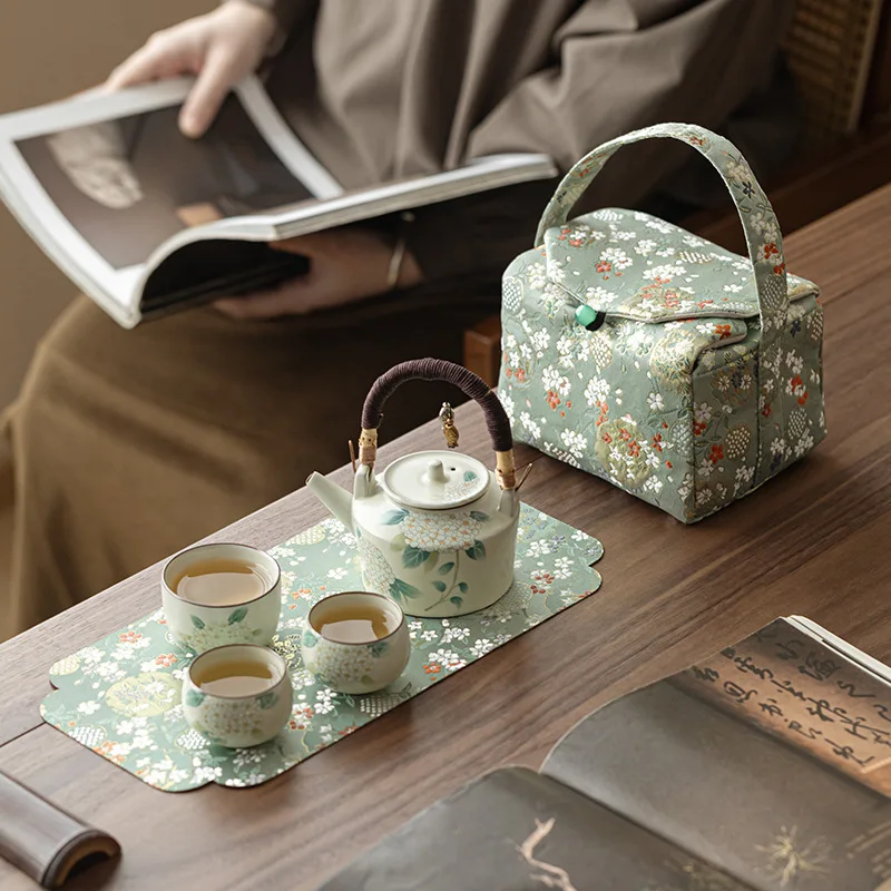 

Travel tea set, camping single-person portable storage bag, Kung Fu tea cup and teapot