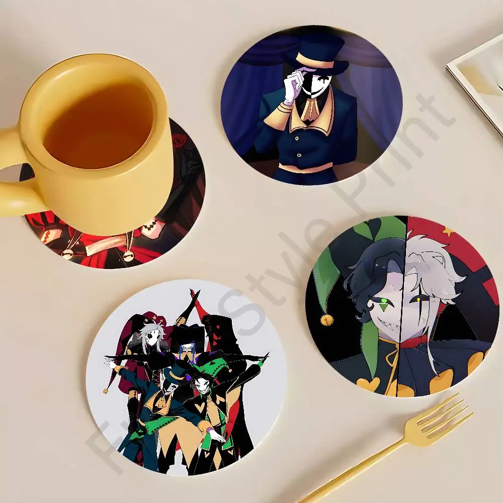 

Game F-Freak C-Circus P-Pierrot wooden anti-slip coasters suitable for home office and theme party decoration