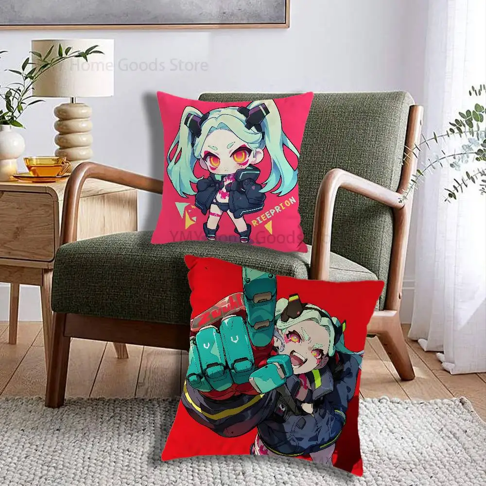 HOT Anime Figure R-Rebecca Lucy Print Throw Pillow Cover Square Cushion Case for Living Room Bedroom Decor