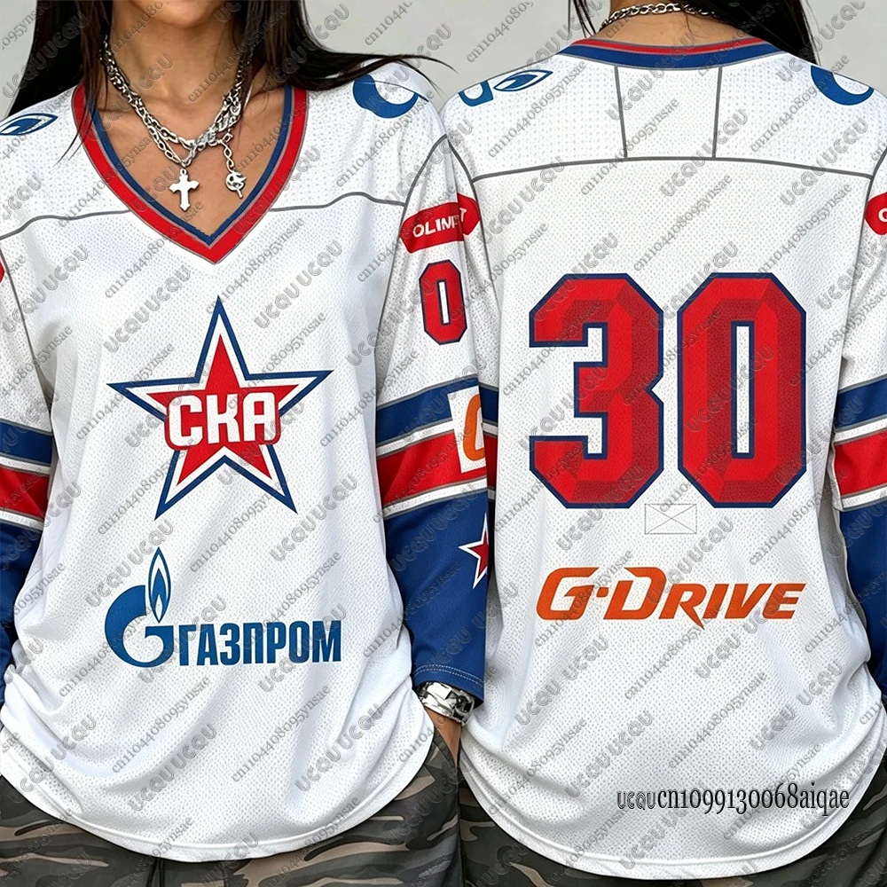 2026 New SKA Saint Pertersburg Ice Hockey Jerseys For Women Men Casual Street Sexy Crop Top Sports Football Jersey Y2K Girls Top