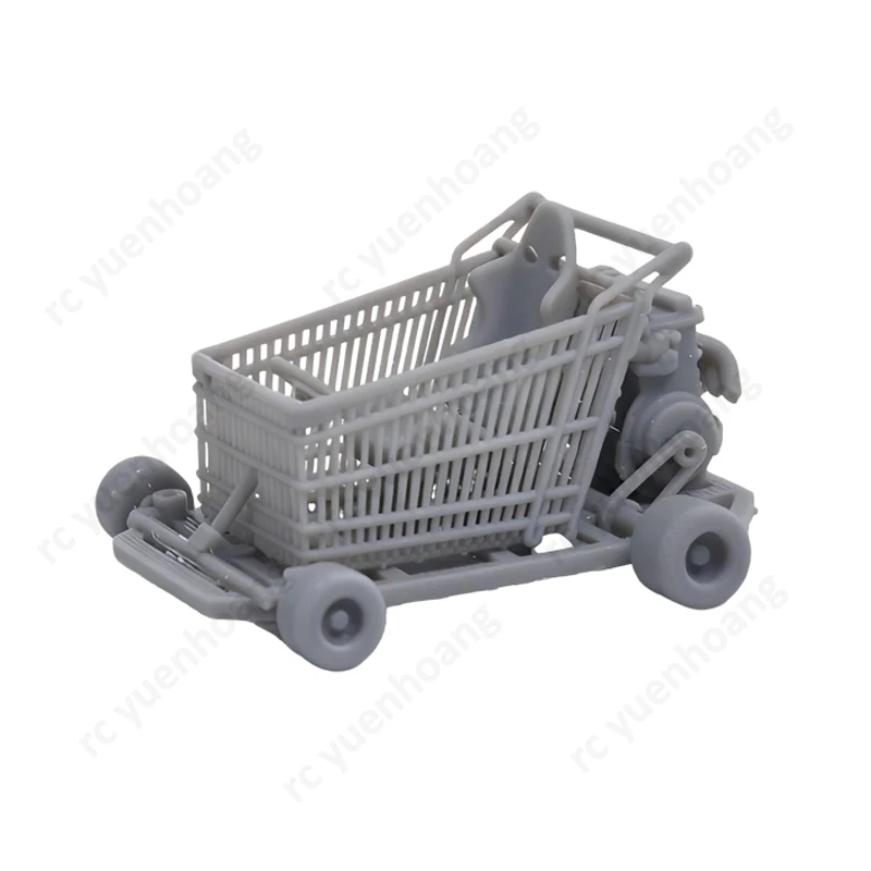 1Set 1/64 Bilancia Shopping Go-kart Raw Modello In Bianco Stampa 3D Simulato Carrello di Montaggio Paintabili Accessori Decorazione Del Garage