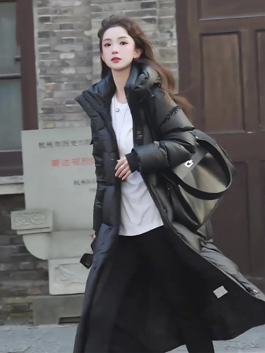 Mujer Thiened Long White Du down Jaet Invierno Faionable Abrigo resistente al frío extremo Commute Sle con sombrero