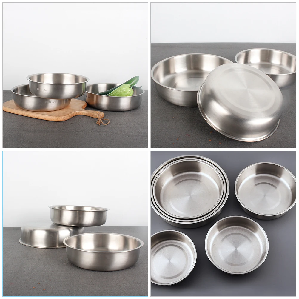 

304 Stainless Steel Fruit Plate 26CM Round Tray for Dinner Party Snack Cake Serving Easy Clean Kitchen Food Storage
