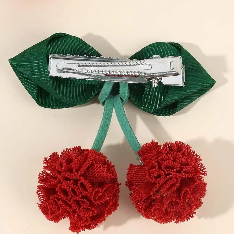 دبوس شعر للفتيات بعقدة من Oaoleer-cherzy ، كرة دانتيل لطيفة ، مشبك شعر بزهرة ، مشابك فواكه ، إكسسوارات أغطية رأس ، موضة الأطفال ، 2 فيفة