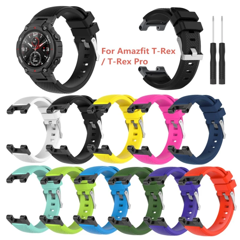Soft Silicone Strap For Xiaomi Huami Amazfit T-Rex Pro Smart Replaceable Watch Sports Band For Amazfit Trex Correa Wristbands