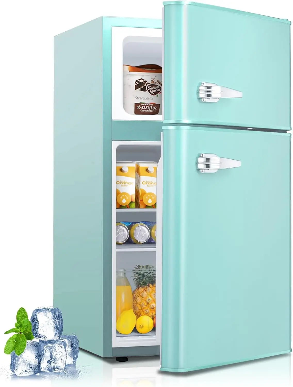 Mini Fridge with Freezer,3.2 Cu.Ft Compact Mini Refrigerator with Double 2 Door,Adjustable Temperature,Full Size for Hom