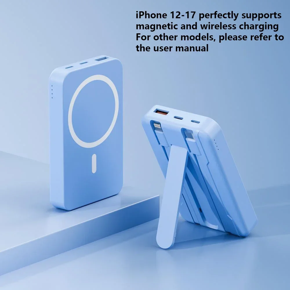 

For iPhone 12 - 17 Series Magnetic Charger! 10000mAh High - Capacity Power Bank: Foldable + LED Display, Compact Silicone!