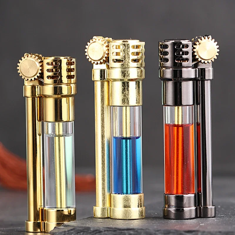 ZORRO Retro Gasoline Flint Wheel Igniter Old-fashioned Transparent Fuel Tank Kerosene Lighters Portable Cigarette Smoking Gifts