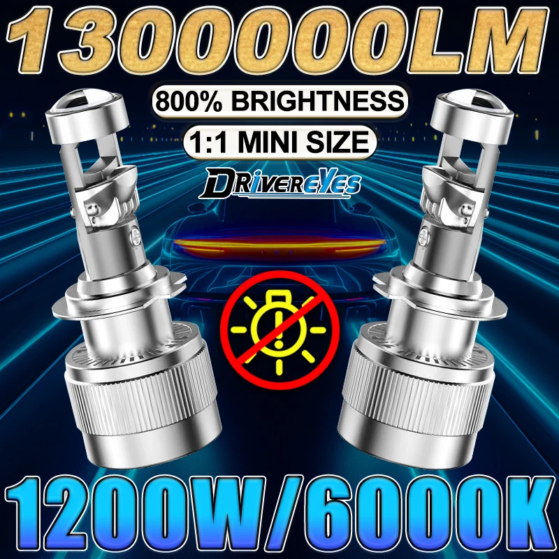 

D nneyes H7 LED 1200W Линзы проектора H4 H8 H11 9005 9006 Светодиодные противотуманные фары Plug&Play 6000K Белый HB3 HB4 Автомобильные лампы Высокий низкий PTF