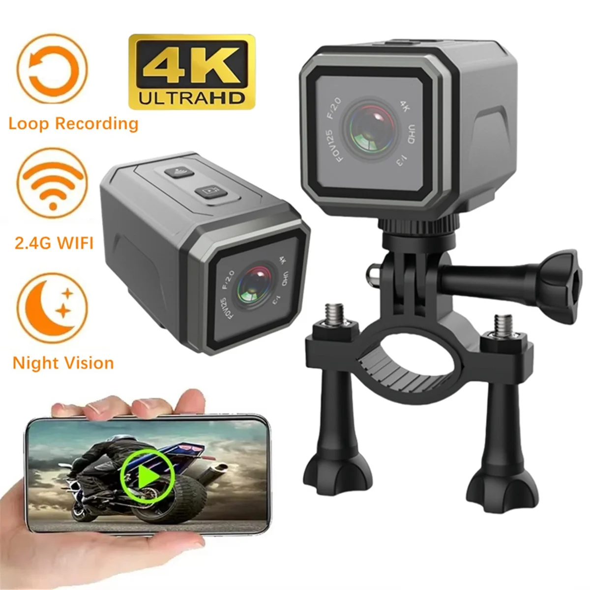 2025 + 4K الترا HD واي فاي كاميرا صغيرة في الهواء الطلق كاميرا رياضية دراجة نارية كام دراجة ركوب الكاميرا يمكن ارتداؤها كاميرا مسجل فيديو