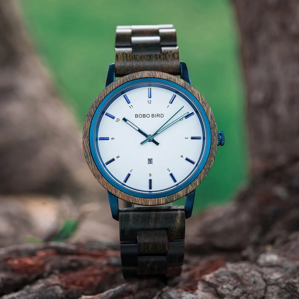 BOBO BIRD reloj de madera de cuarzo para hombre y mujer, cronógrafo de pulsera, sencillo, personalizado, OEM, envío directo