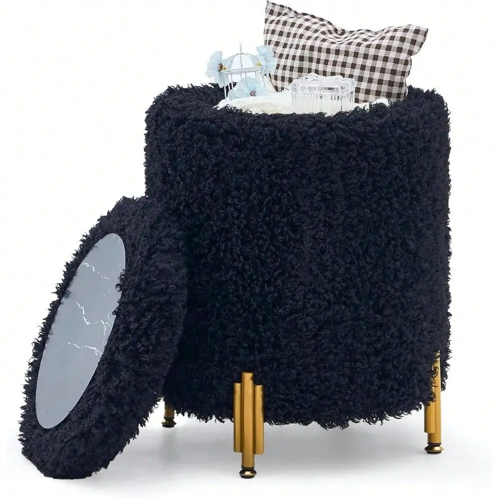 

Ottoman Foot Stool With Storage And Metal Legs For Living Room Bedroom, Velvet holstered Footrest Stool Support 300lbs Modern