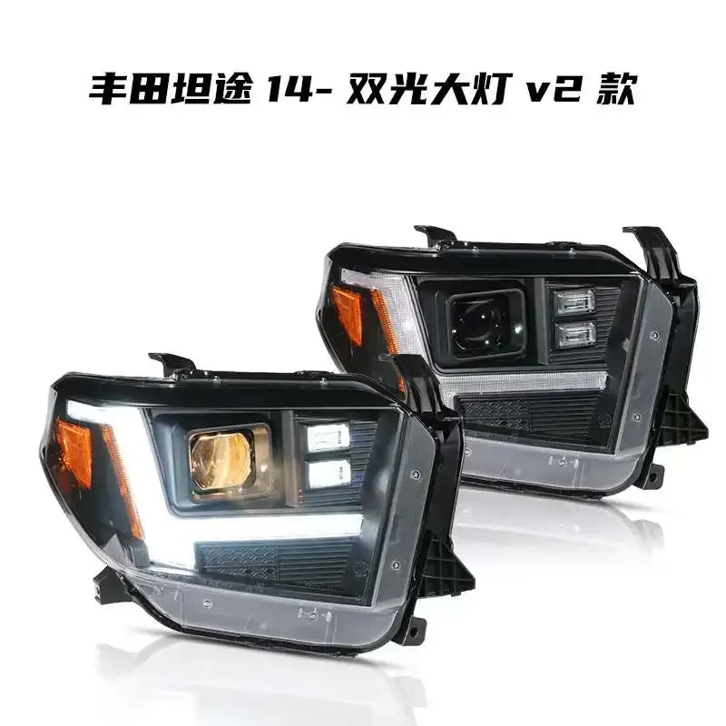 

AIROW LED Head Lamp for Toyota Tundra 2014-up Black Housing V2 SN
