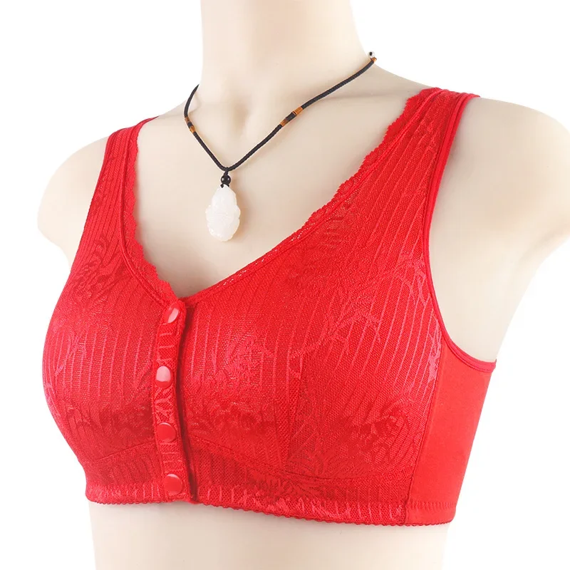 Front Buckle Bra Women Comfortable Cotton Bra Mom Wireless Brassiere Soft Bralette Wide Straps Underwear Stretch Vest Brassiere