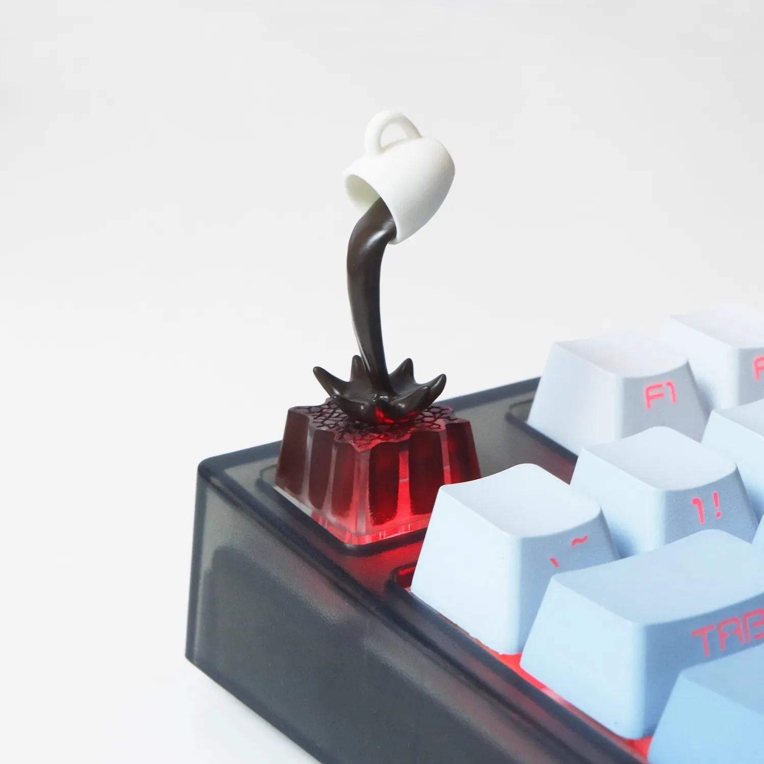 1 Piece Original Design Flow Coffee Keycap Transparent Resin Creative Customized Mechanical Keycap ESC Key Cap For MX Switch