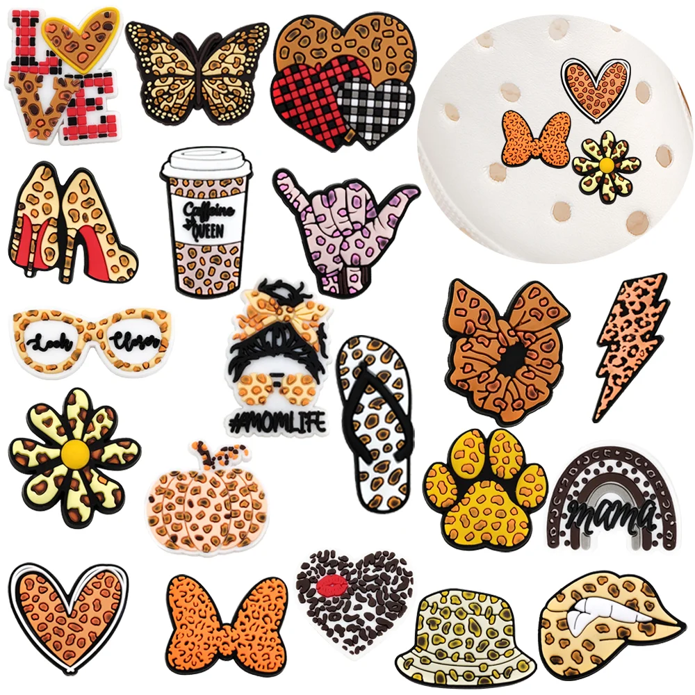 1Pcs Ornament Original DIY Shoe Accessories Clogs Shoe Sexy Charms Leopard Print Sandals Pins Decorate Child Girl Gift