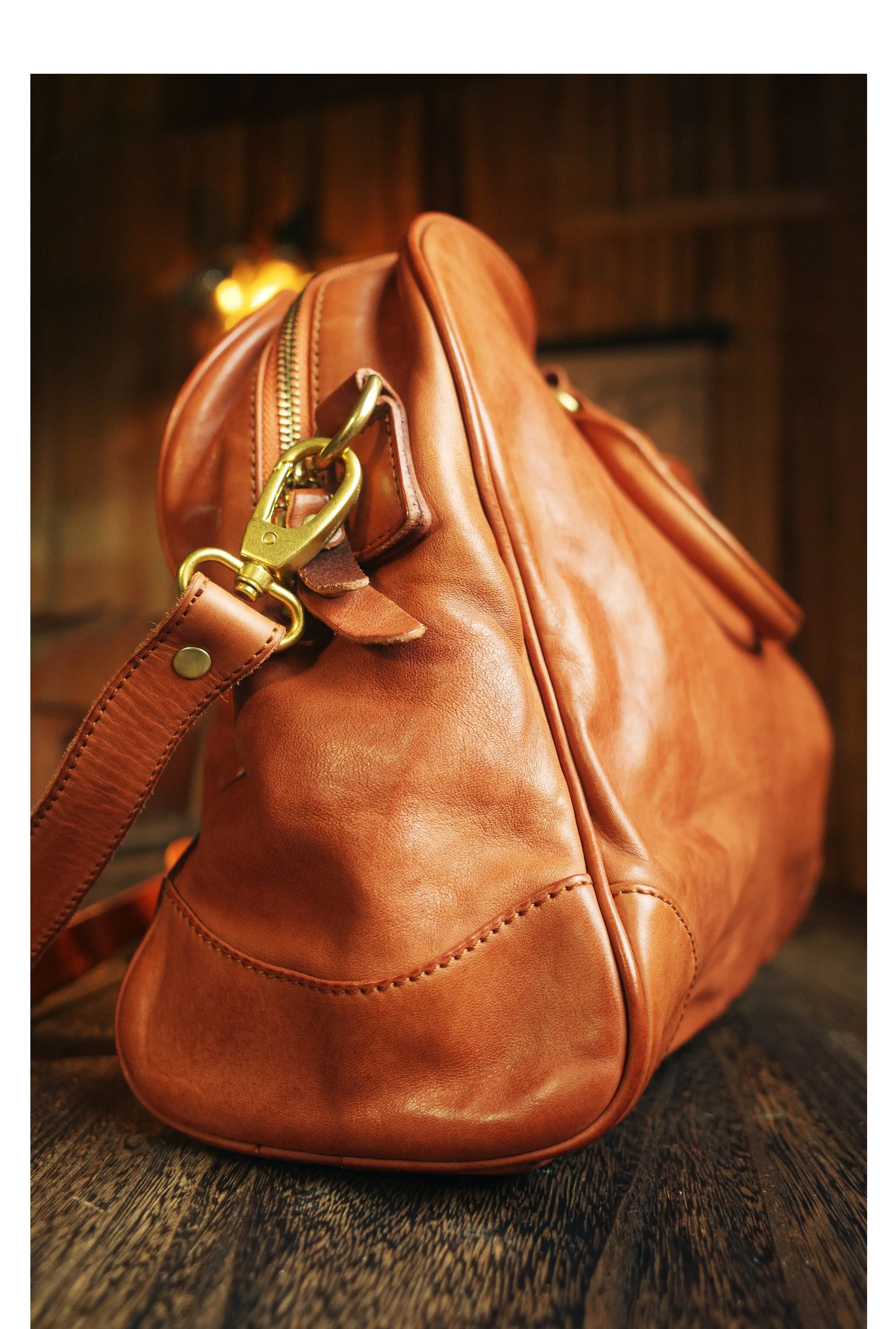 PNDME Business schlichte, pflanzlich gegerbte Rindsleder-Damen-Aktentasche, lässige Reise-Luxus-Handtasche aus echtem Leder für Laptops. – Detail 26
