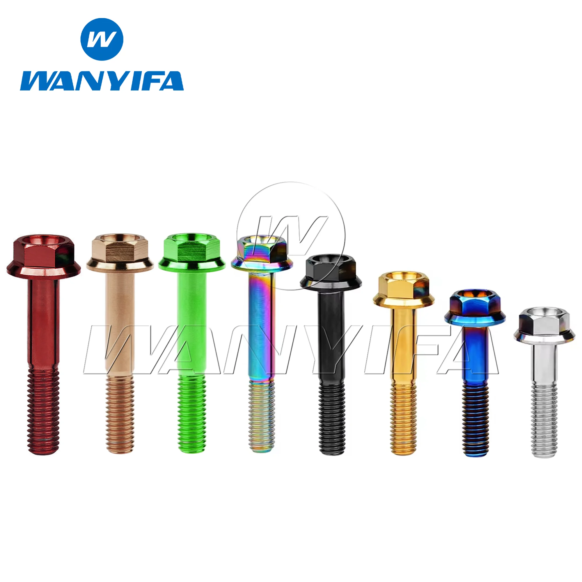 Wanyifa Titanium Bolts M8x15 20 25 30 35 40 45 50 55mm Hex Head Flange Bolt for Cycling Motorcycle Screws