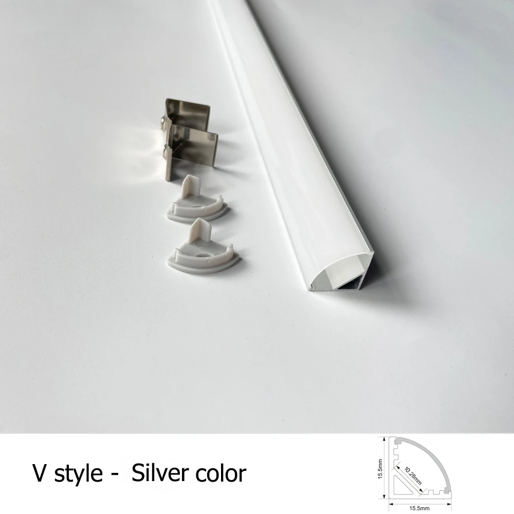 2-35 Stück/Set LED-Aluminiumprofil 0,5m/Stück U/V/W-Form Ecke für 5050 2835 LED-Streifenleuchten Kanalhalterung Weiße/Schwarze Abdeckung – Detail 3