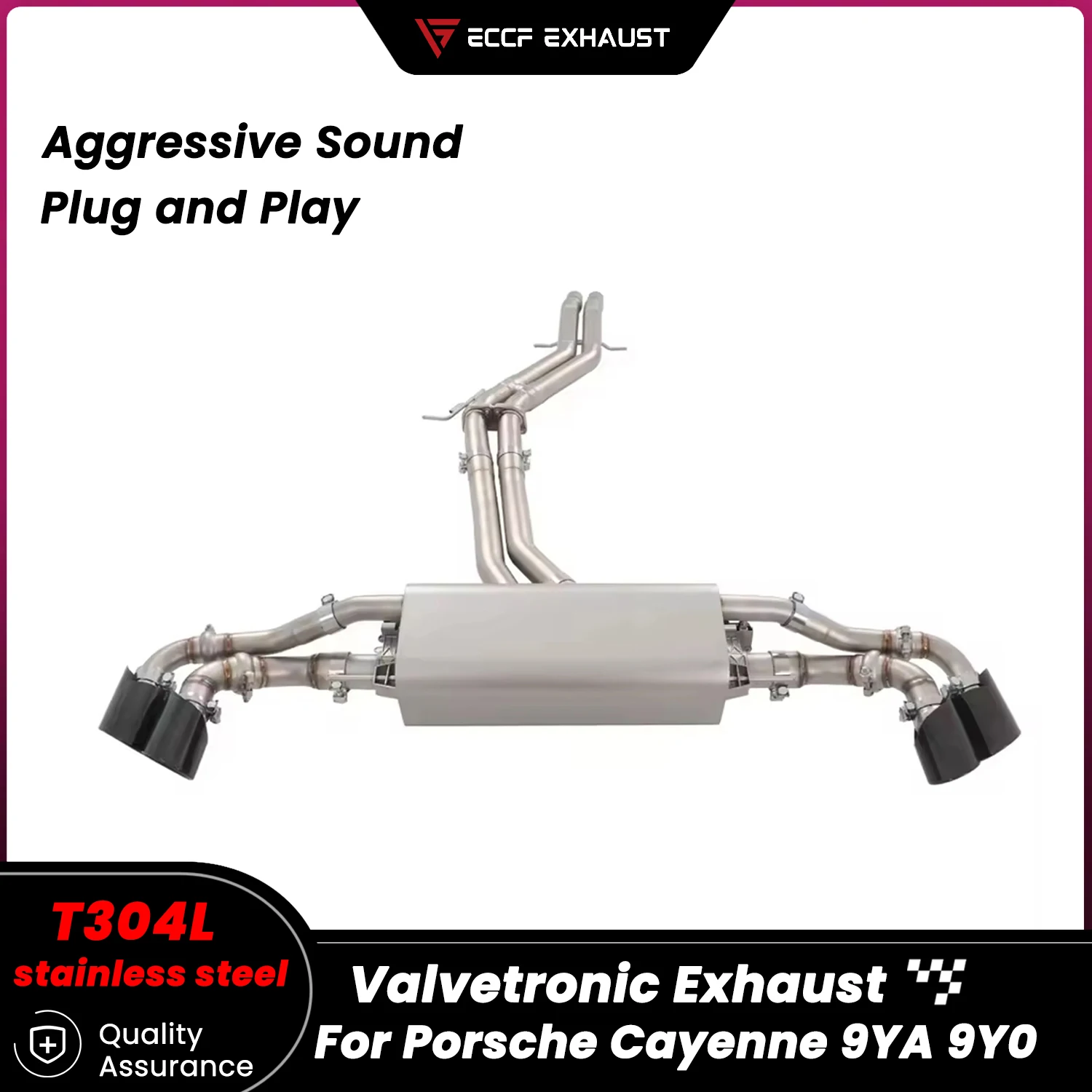 

Valvetronic Stainless Steel Catback Exhaust for Porsche Cayenne 9YA 9Y0 Freely Adjustable Sound Control Easy Installation