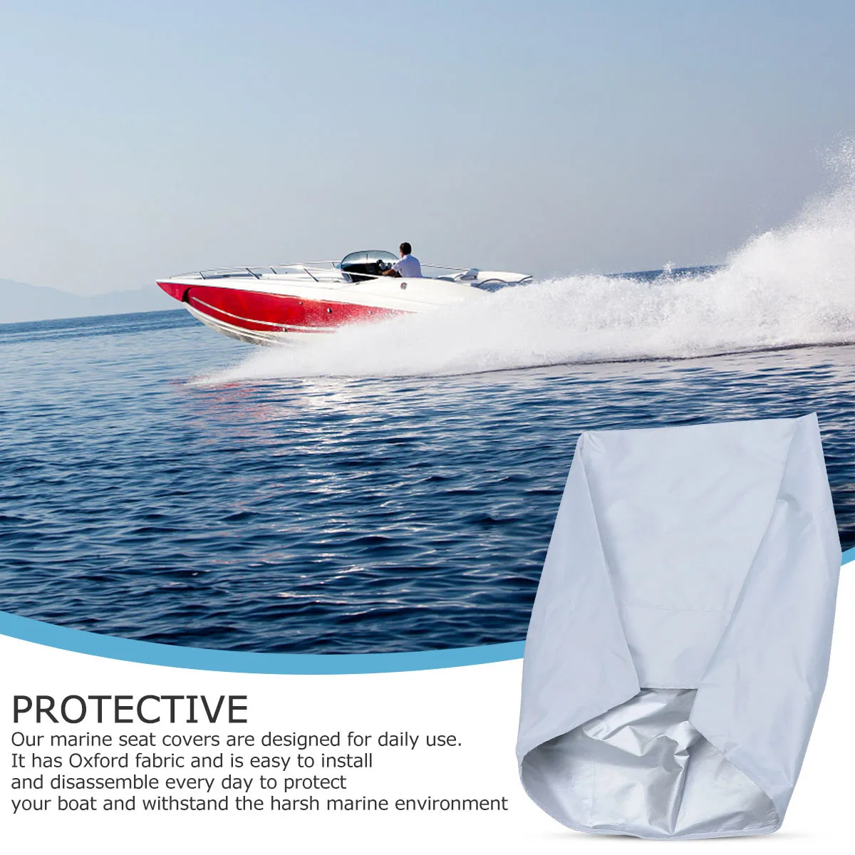 210D Oxford Waterproof Uv Resistant Boat Seat Cover for Fishing Boats Yachts Universal Fit Collapsible Double Stitched