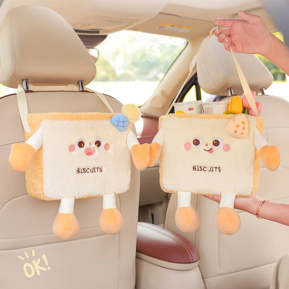 

2 In 1 Car Tissue Box Doll Cartoon Garbage Can Car Trash Bins Cute Panda Tissue Box Car Storage Bucket Car Interior Accessories