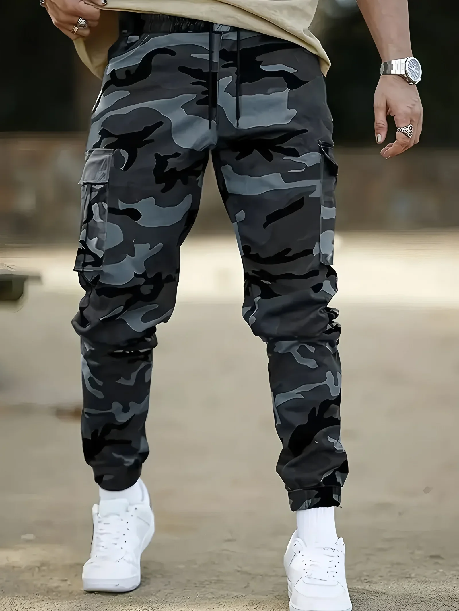 

Мужские камуфляжные брюки-карго, спортивные штаны, уличные длинные брюки, повседневные осенние прочные рабочие брюки с несколькими карманами, мужские брюки