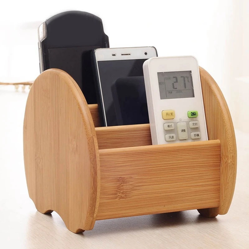 Coffee Table Remote Control Holder Collection Cosmetics Receipt Inclusion Organizer Storage Bamboo Wooden Box Racks,S Durable-B5