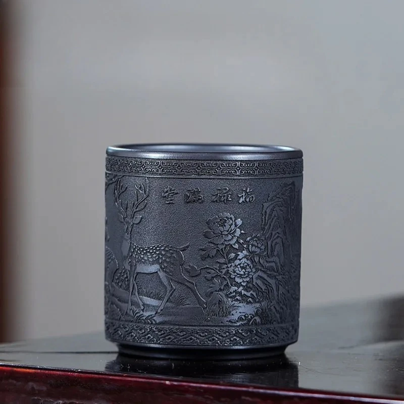 220ml Yixing Zisha  Wealth Deer Teacup Ancient Tea Bowl Single Cups Tea-tasting Fragrance Cup Jianzhan Master Cups Ornaments