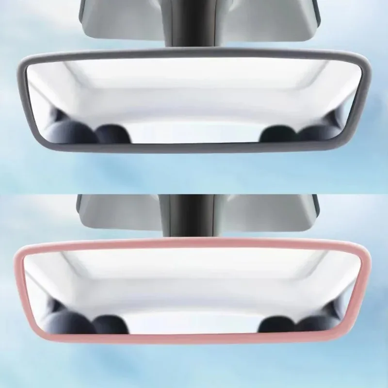 For Tesla Model 3Y Rearview Mirror Protector Trim Silicone Decor Frame White Pink Protection Strip Interior Interior Accessorie - view 4