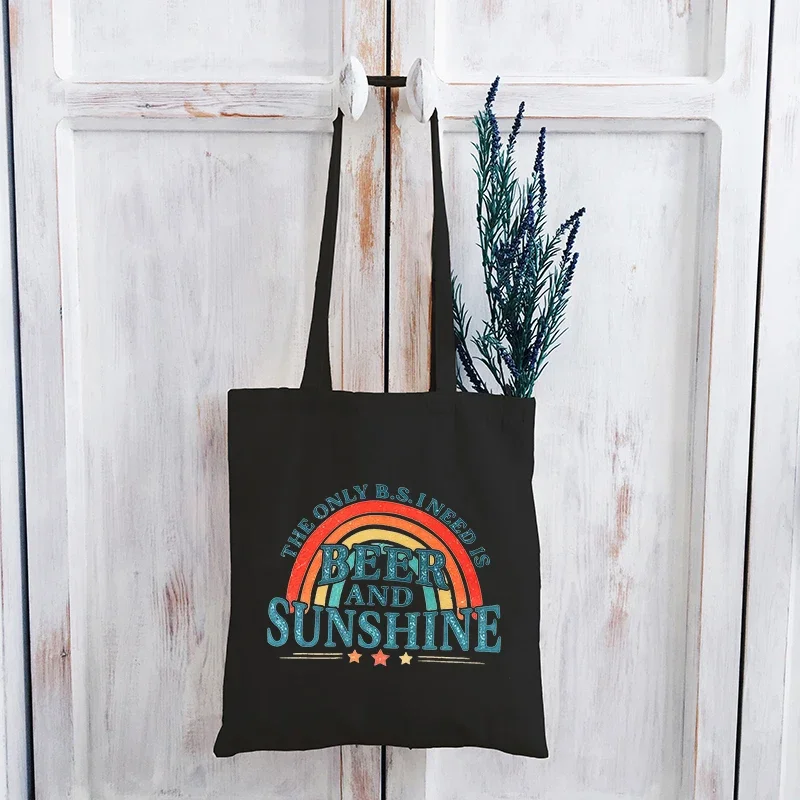 

Sunshine Canvas Bag Cartoon Beer Vacation Travel Shopping Bags Women Love Eco Friendly Products Reusable Designer Tote Bag