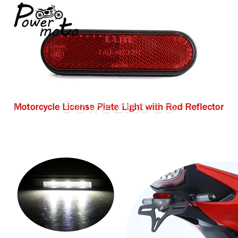 Universal Motobike Red Reflector with License Plate LED Light For Ducati 1299 Panigale V2 V4 V4S V4R Multistrada Hypermotard 950