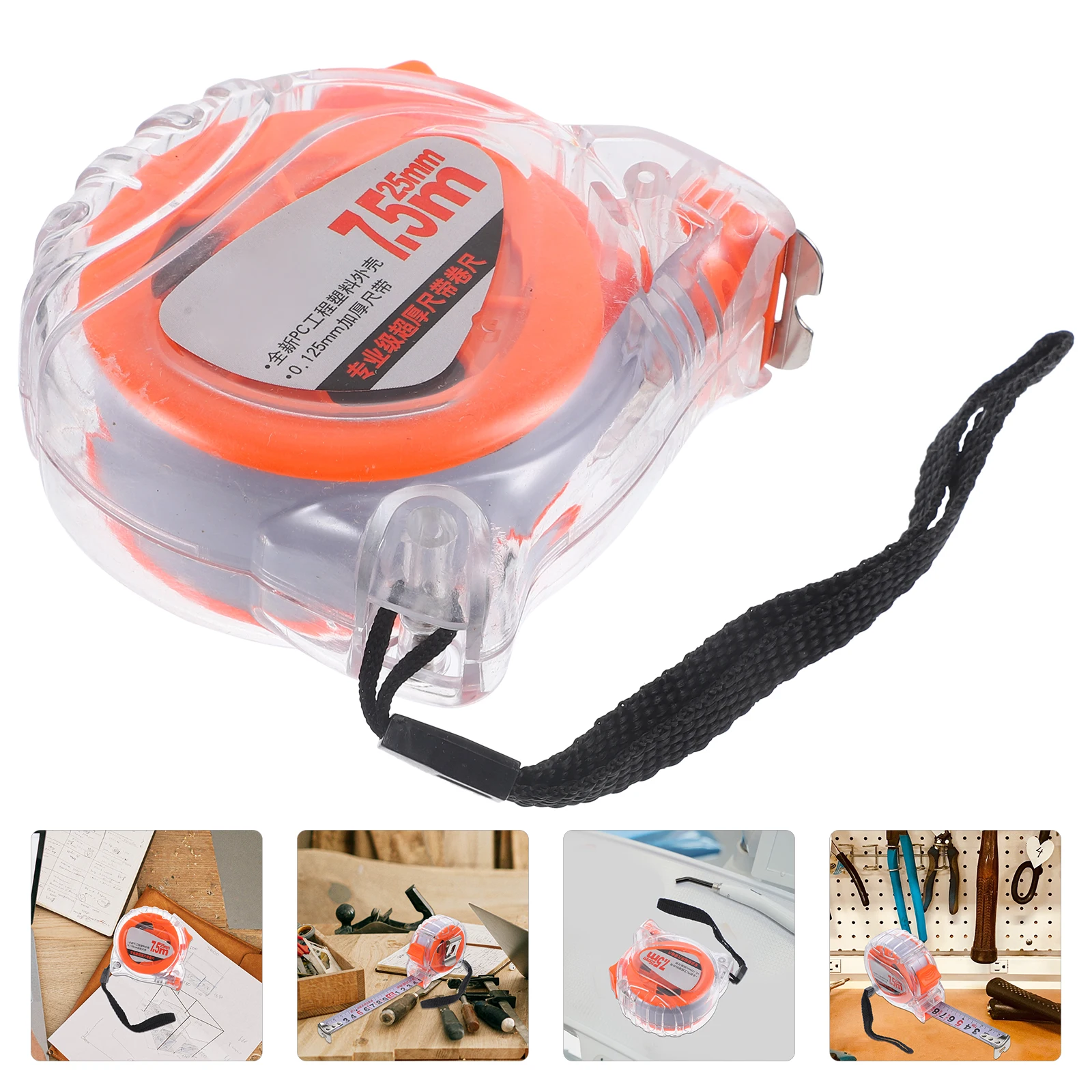 

7.5m Anti-Fall Wear-Resistant Steel Measuring Tape Durable ABS Shell Ergonomic Design Clear Scale Metric Orange Travel Tool