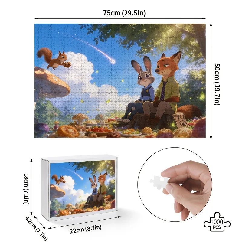 1000 pièces de puzzle Disney Crazy City Judy Hopps & Nick Wilde - Défi pour adultes, jeu d'anniversaire, divertissement familial, sur le thème de Zootopia