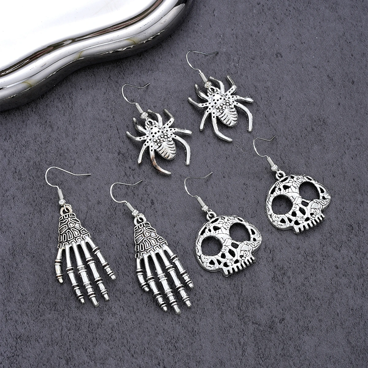 6-częściowy zestaw kolczyków Punk Halloween Gothic Spooky Pumpkin Spider Designs Dangle Earring Vintage Biżuteria Idealna na imprezy Prezent Nowy