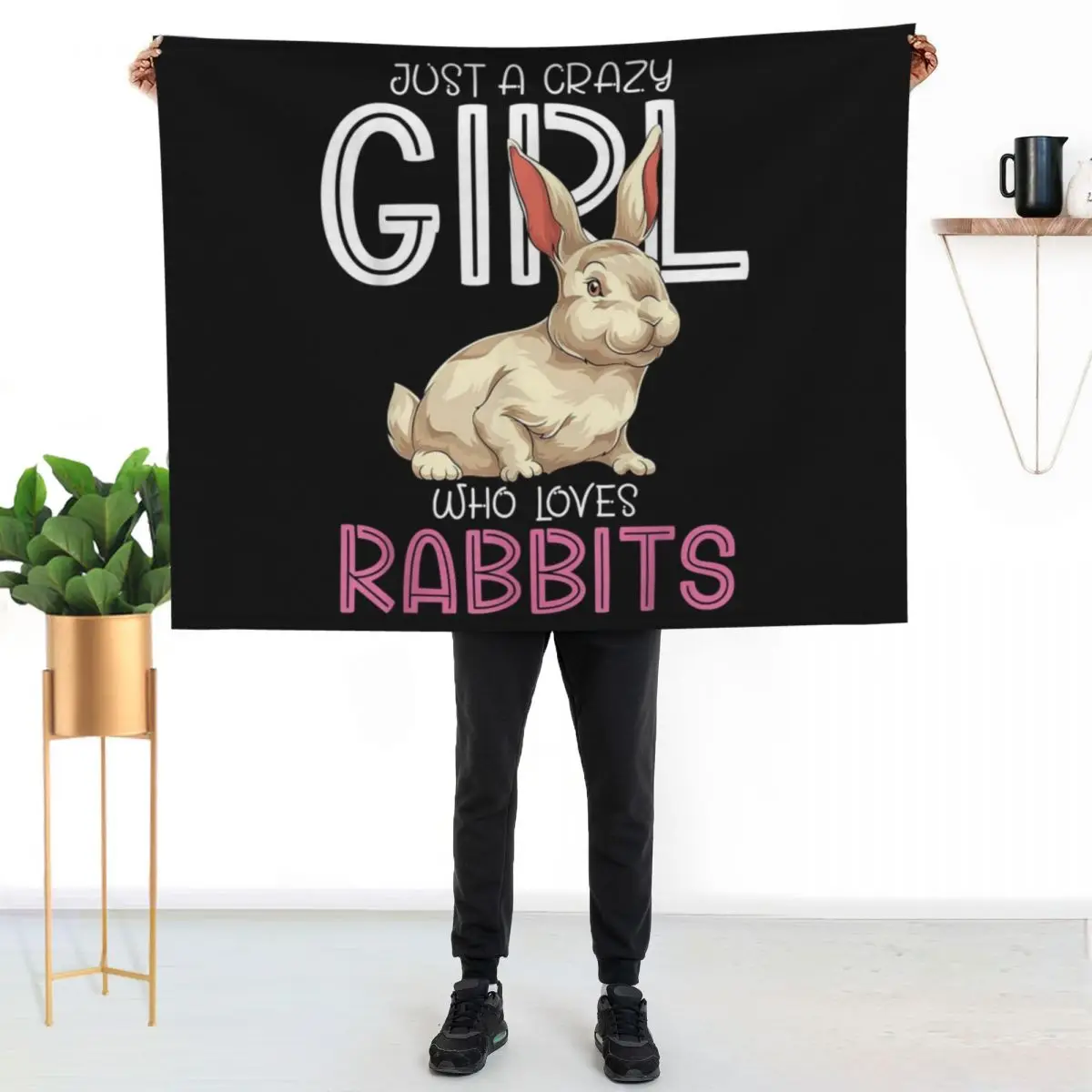 Animal Lover Women Bunny Just A Crazy Girl Who Loves Rabbits T-Shirt.png Throw Blanket Blankets For Baby Soft Plaid Blankets