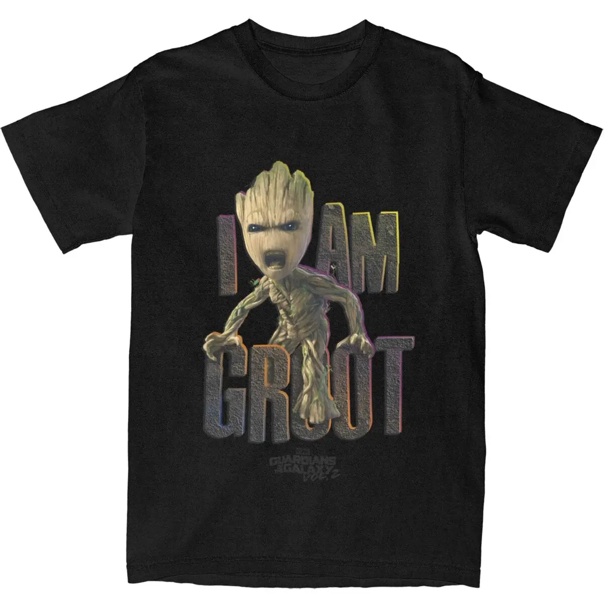 تي شيرت Marvel Guardians Vol.2 I AM GROOT لطيف غاضب من القطن تي شيرت جديد للرجال Y2K نمط غير رسمي بأكمام قصيرة تي شيرت علوي