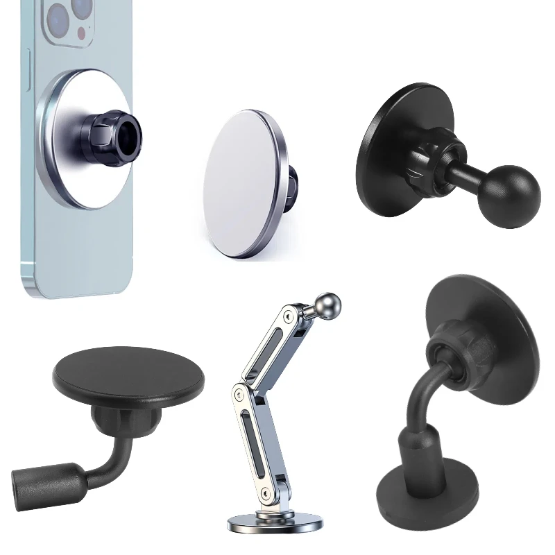 

Алюминиевая магнитная основа для iPhone 16, 15, 14, 13, 12, Magsafe, гнездо 17 мм, кронштейн для крепления, магнитная основа, держатель для телефона, подставка