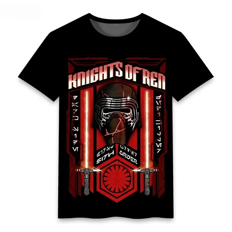 

2026 New Summer Men's 3D Printed Red Sun Star Wars peripheral Star Wars round neck short sleeved fashionable quick drying T-shir
