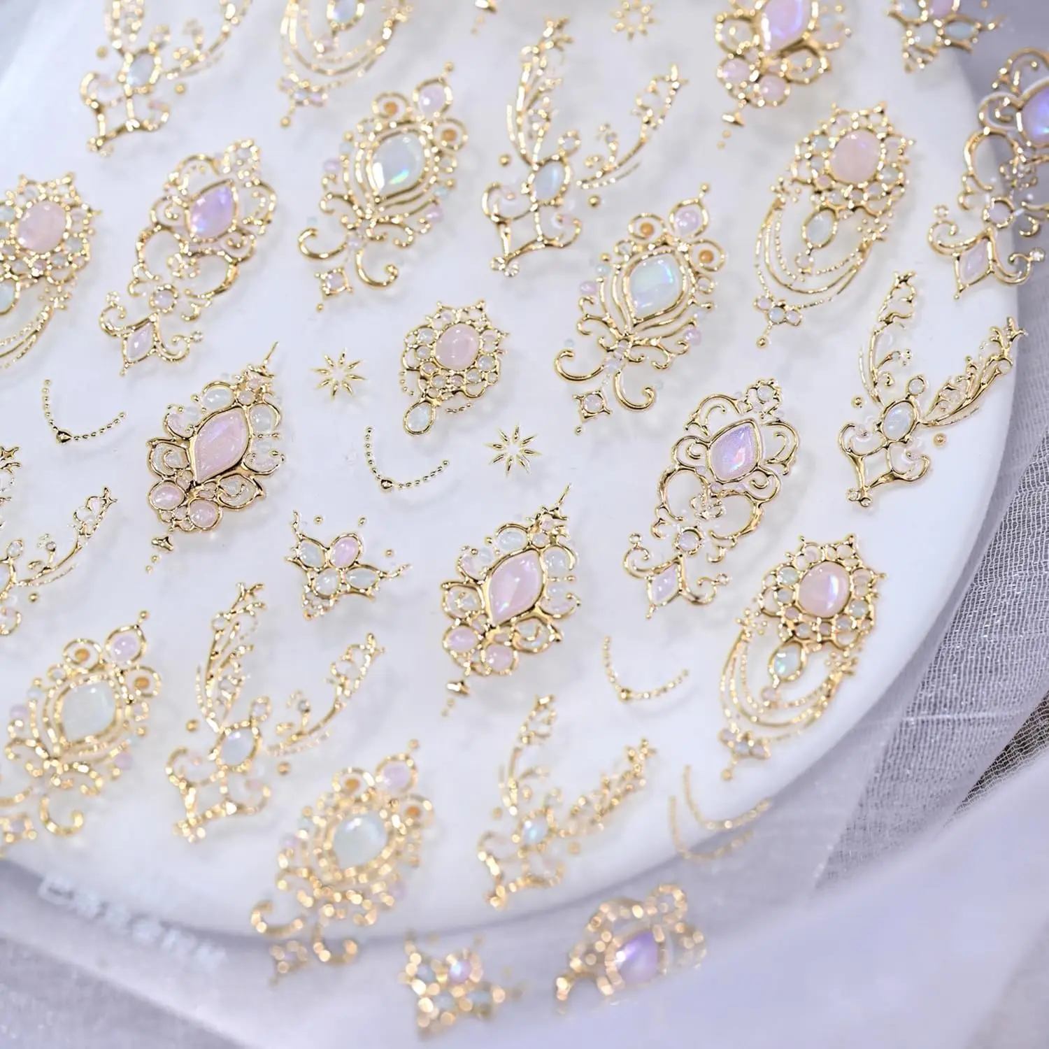 1 قطعة إطار الباروك الرجعية ملصقات الأظافر الذهب تاج الصولجان مع رائع جوهرة مسمار الشارات قصر أوروبي نمط لاصق ملصق 1 #5