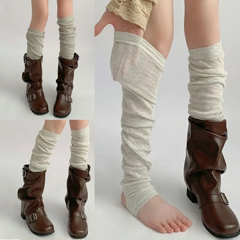 New Thin White Pile Socks Breathable Solid Color Leg Warmer Seamless Foot Sock Ballet Practice Use