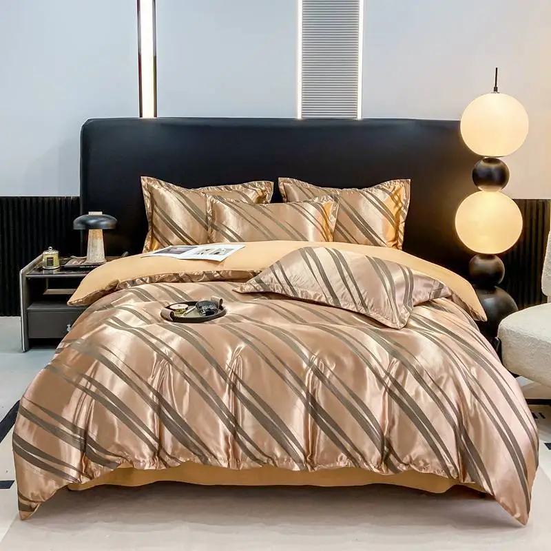 2024 new skin-friendly high-count soft and silky AB version - new light luxury European jacquard four-piece set bed sheet style