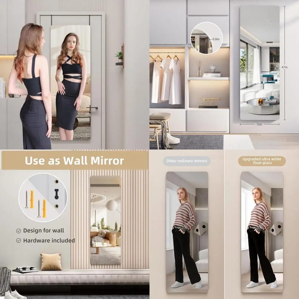 

Настенное круглое зеркало 47x16 дюймов в белом стиле для спальни, гостиной и гардеробной