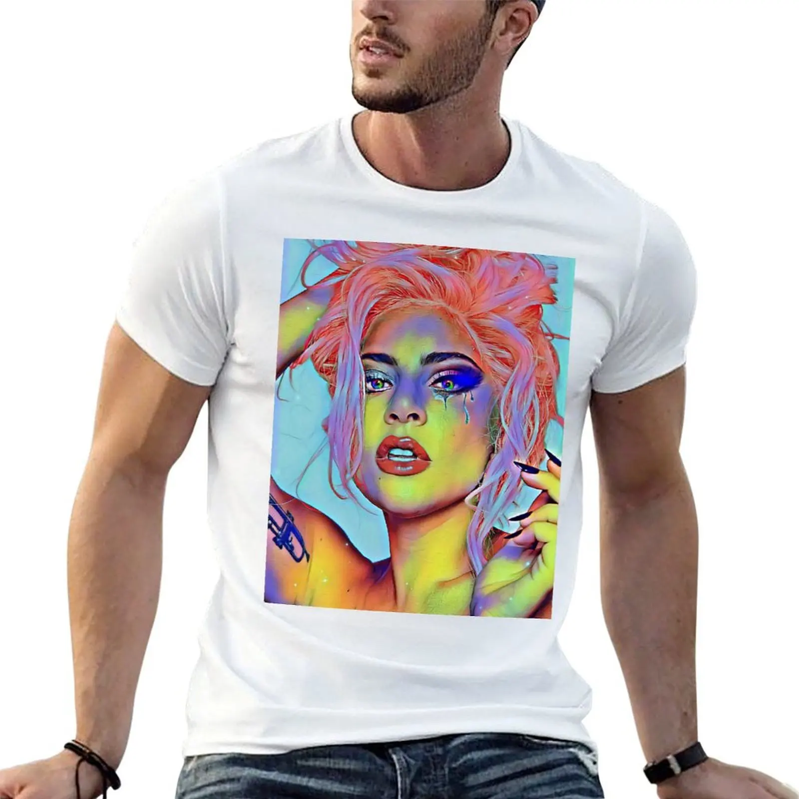 Colourful T-Shirt cotton graphic tees topping heavyweight t shirts for men