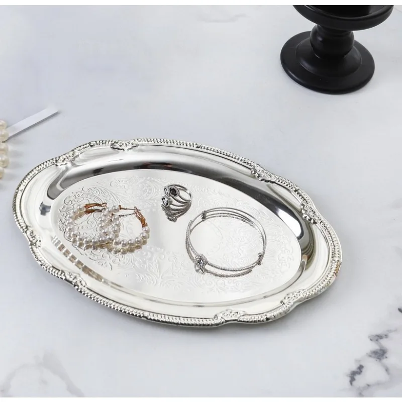 Vintage Embossed Silver Serving Tray 3