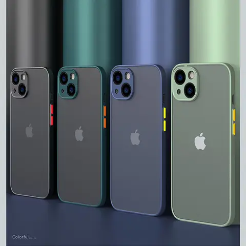 New Armor Bumper Shockproof Phone Case For iPhone 15 11 12 13 Mini 14 Pro XR X Xs Max 7 8 Plus SE 2020 Silicone Hard Cover Capa