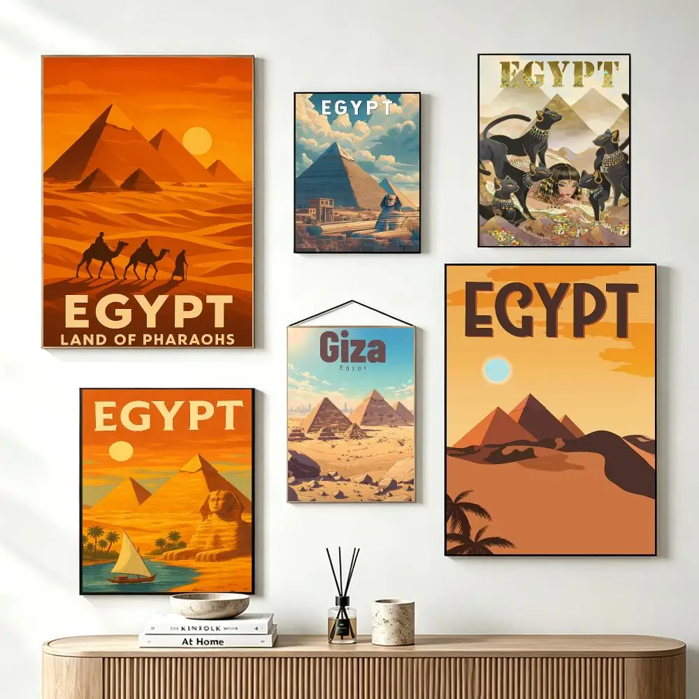 Historic Travel E-Egypt Poster Self-Adhesive Wall Art HD Print For Dorm Teen Room Decor Gift