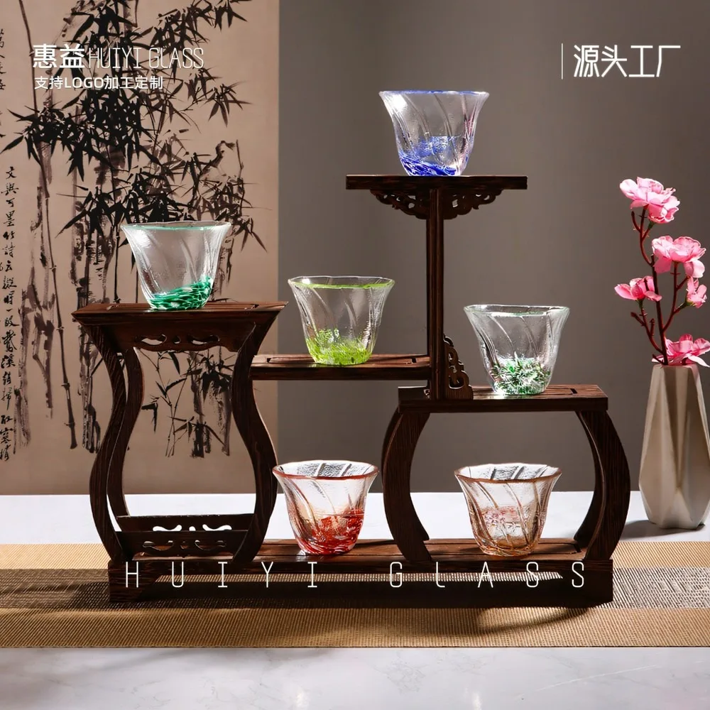 Hand-Painted Colorful Dot Thickened Heat-Resistant Hammered Glass Tea Cup Set for Home Tea Room, New Style Master Cup