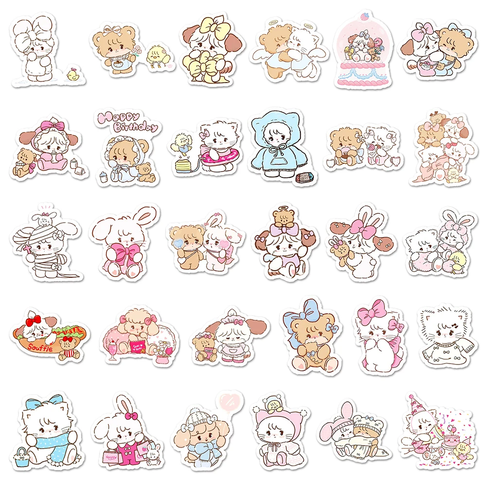 10/30/56pcs น่ารักการ์ตูน Mikko สติกเกอร์ Kawaii อะนิเมะ Kitty หมีสาว Decals ตกแต่ง DIY กระเป๋าเดินทางโทรศัพท์ขวดน้ําสติกเกอร์